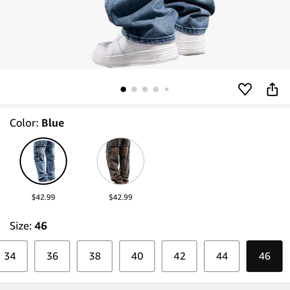 Baggy denim cargo pants (hip-hop style)